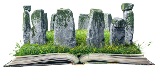 PNG Stonehenge stones grass field.