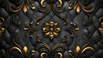 An elegant black and gold decorative design pattern looks sophisticated