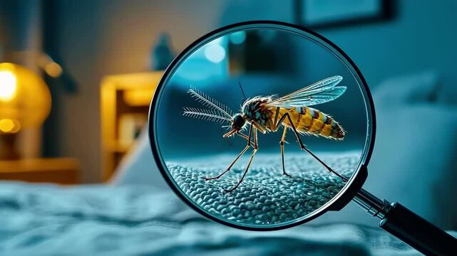 mosquito under a magnifying glass. Selective focus
