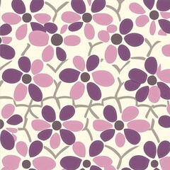 Elegant Purple and Pink Floral Pattern: A Delightful Textile Design