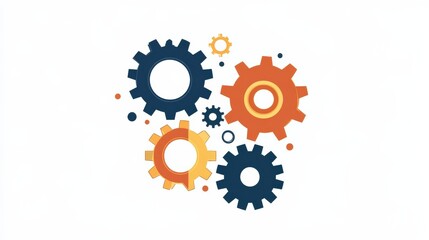 Obraz premium Colorful gears interlocking in a dynamic arrangement symbolizing teamwork and innovation