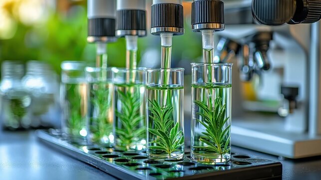 Laboratory setup with green liquid extraction process.
