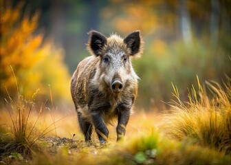Minimalist Wild Boar in Nature, Abstract Wildlife Photography