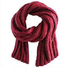 Knitted Handmade Scarf Isolated on White Background
