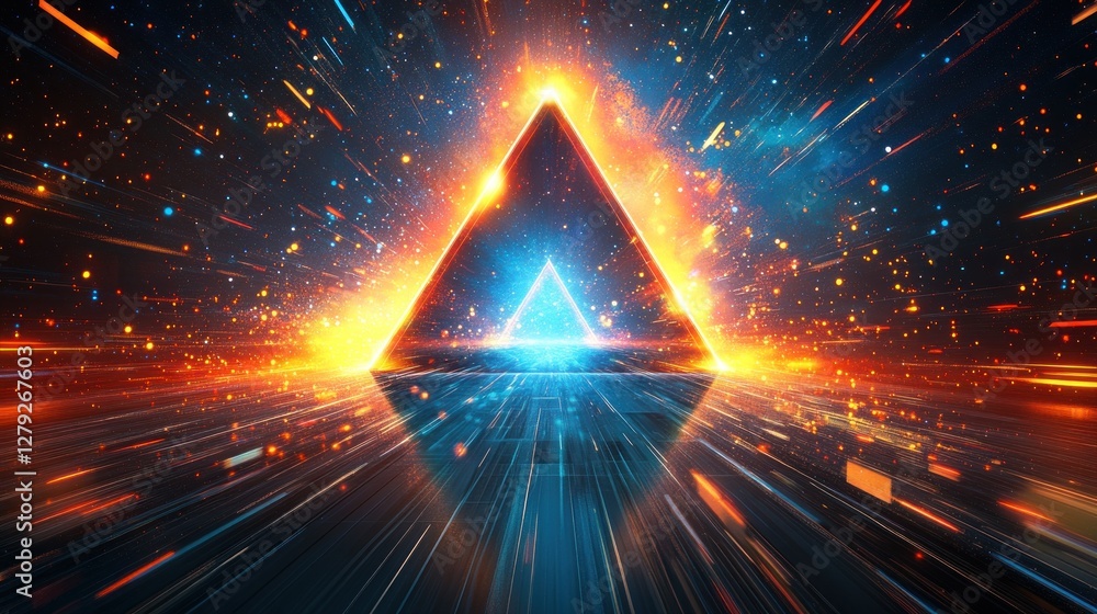 Poster luminous triangle gateway through cosmic space