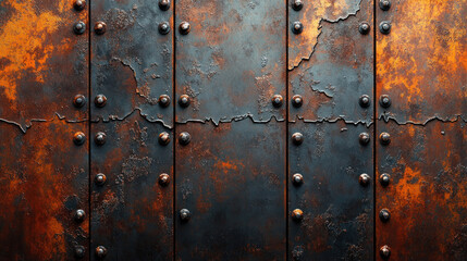 Fototapeta premium Grunge wallpaper with distressed steel textures and rust tones for a rugged industrial vibe