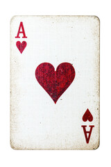 Isolated Old Ace of Hearts Card