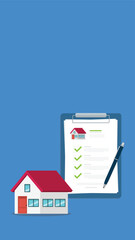 Buy or rent house contract. Real estate document, mortgage documents.