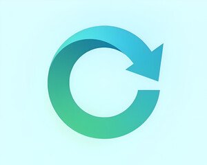 "Refresh icon with gradient blue-green circular arrow, modern reload symbol, UI/UX design, synchronization, looping process, restart concept, digital interface, and data update visualization.