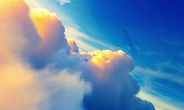 flying through the clouds above the sky