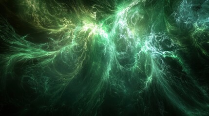 Fototapeta premium Abstract Green Energy Swirling Nebula Space Art
