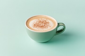Fototapeta premium Creamy coffee topped with delicate foam art, set against soothin