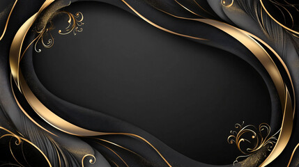 Golden and Black Floral Abstract Decorative Design on Display