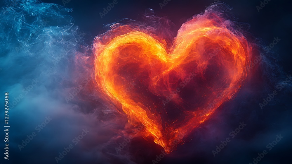 Wall mural abstract heart shape with soft glowing edges and flowing curves