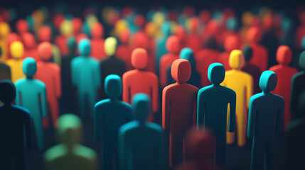 Fototapeta premium Crowd of abstract, colorful human shaped figures