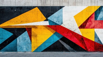 Naklejka premium Vibrant Abstract Geometric Wall Art with Bold Colors and Shapes