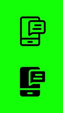 Animaci&oacute;n de iconos de mensajes en smartphone con efecto de cambio en pantalla