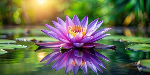 Obraz premium Purple Lotus in Serene Water - Mystical Floral Still Life