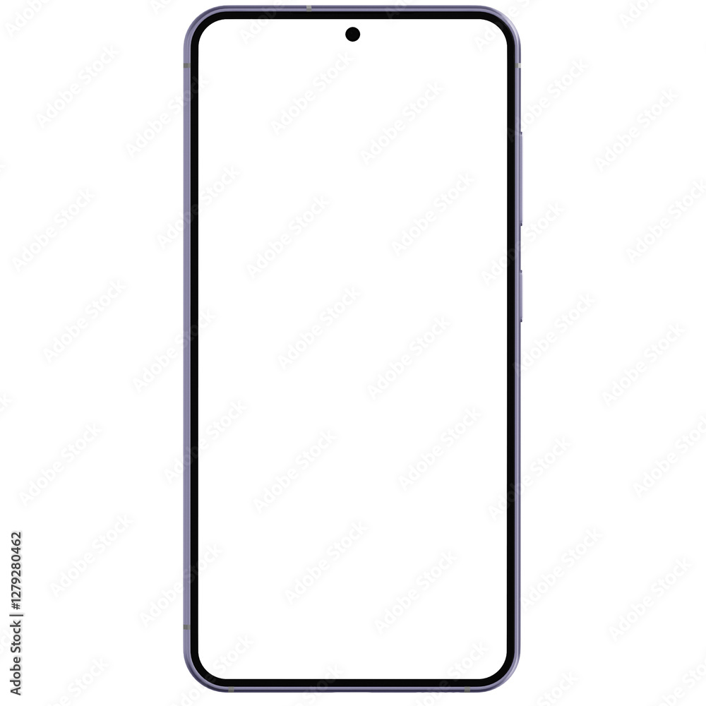 Wall mural photo of smartphone similar to android device without background and screen. frame only. purple colo