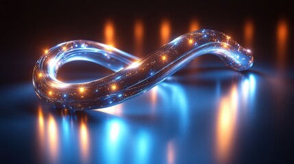 Abstract glowing infinity symbol with colorful lights against a dark background