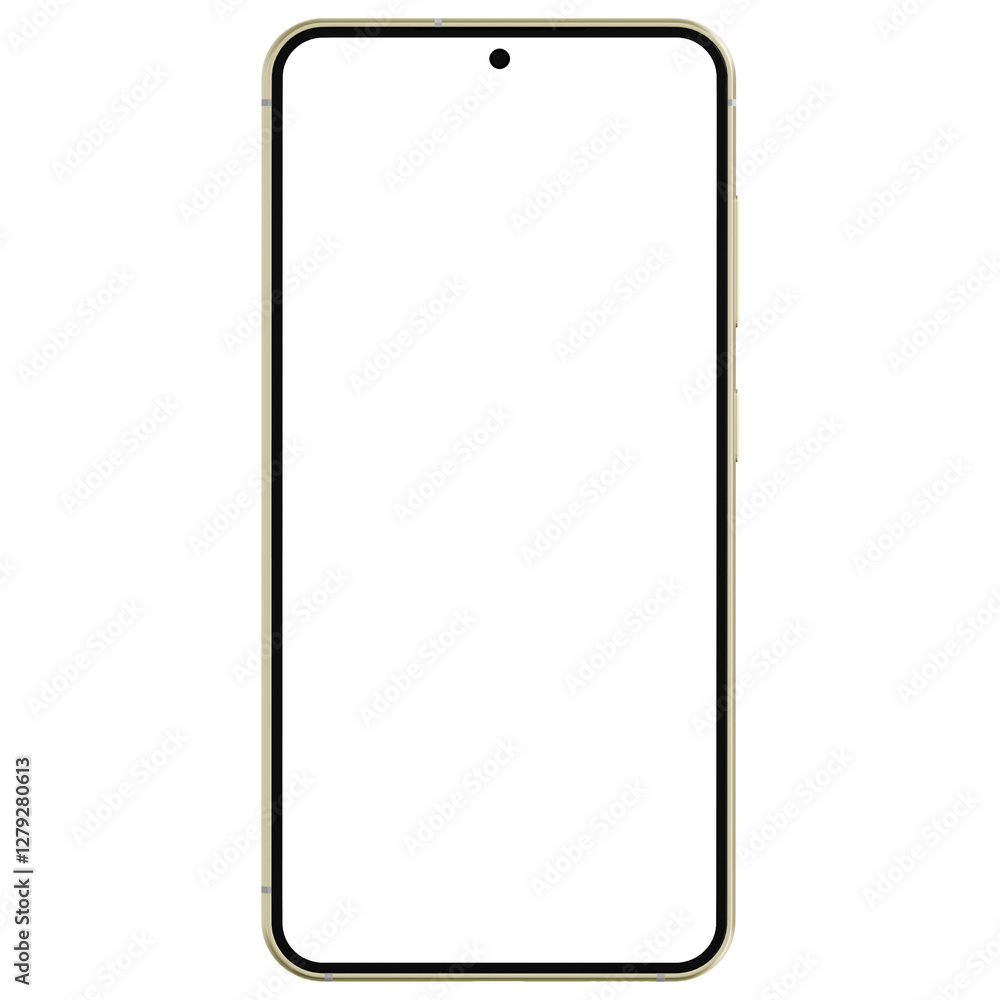 Wall mural photo of smartphone similar to android device without background and screen. frame only. yellow colo