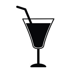 glass of cocktail silhouette isolated on a white background