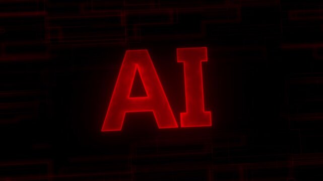 Letters AI artificial intelligence, ionic letters on the technology background