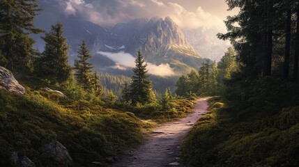 mountain, path, trail, nature