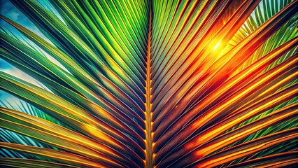 Obraz premium Retro Palm Tree Macro Photography AI Art, Vintage Tropical, Close Up