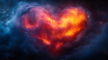 Soft glowing heart shape with overlapping colorful layers