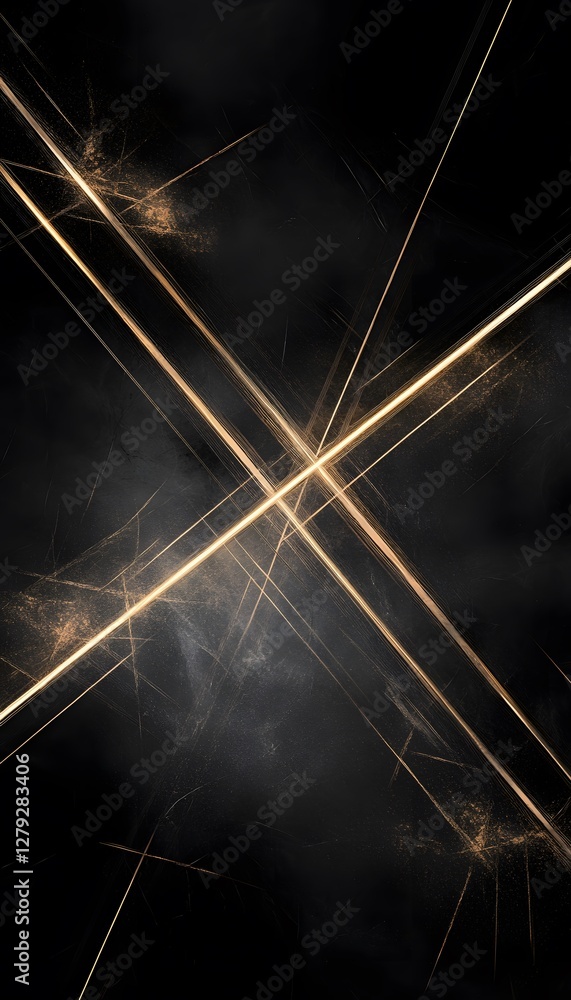 Aufkleber golden lines create an abstract design on a black background