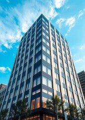 Modern office building with blue sky skyscraper city building skyscraper downtown business architecture cityscape