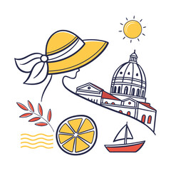 Italian amalfi summer vacation icon