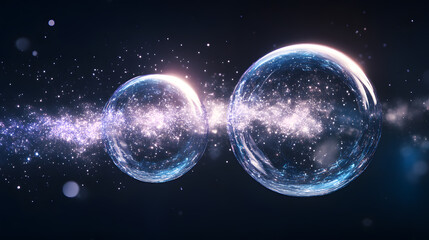 Two Giant Bubbles Overlapping Above and Below a Galaxy, Cosmic Phenomenon
