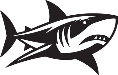 Fototapeta premium Shark silhouette vector icon. Bold marine predator design, perfect for logos, tattoos, decor, and ocean-themed projects. Isolated EPS file, easy to edit.