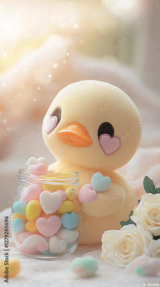 Poster  duck with candy jar