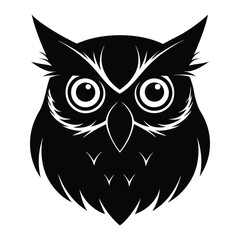 Elegant Owl Head Silhouette isolated on a white background