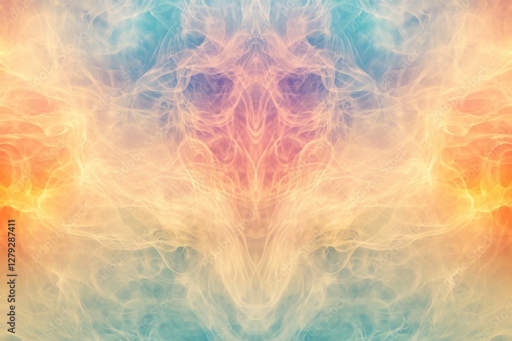 Poster colorful abstract smoke forms creating a mystical atmosphere in the background