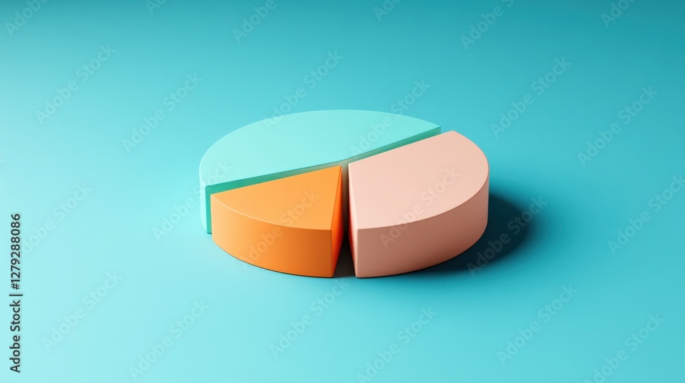 Poster colorful abstract pie chart on a vibrant background illustrating data representation and analysis
