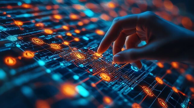 Mobile device showing a vivid digital map with encrypted user profiles connected through colored nodes