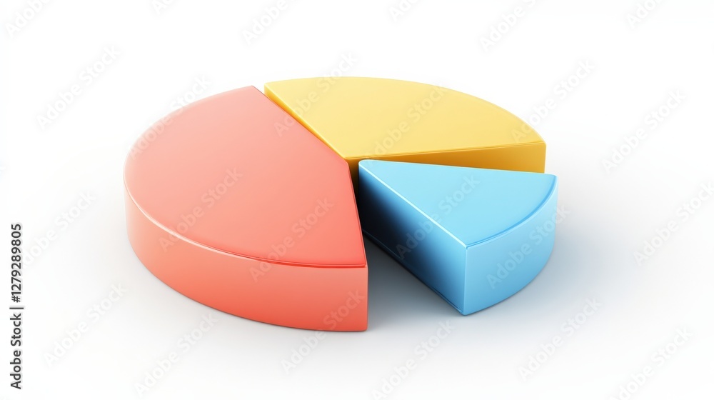 Poster colorful 3d pie chart representation illustrating data distribution and analysis