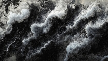 Intricate black and silver abstract texture with fluid motion and mysterious aesthetic