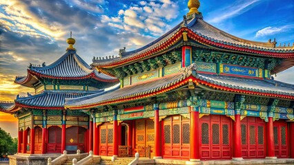 Obraz premium Stunning Close-up of Chinese Temple Architecture in Temple of Heaven Park, AI Photo