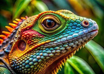 Fototapeta premium Stunning Lizard Panoramic, Vibrant Colors, Nature Photography