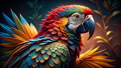Fototapeta premium Stunning Parrot Close-up - AI Fashion Photography