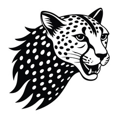 leopard head silhouette isolated on white background