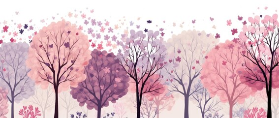 Obraz premium blooming trees pattern background