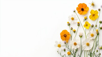 Orange and White Flower Arrangement on White Background