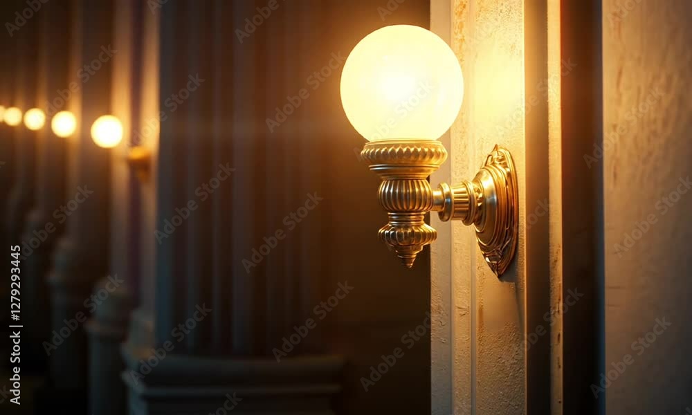 Poster elegant lighting fixtures illuminate a classic architectural space, showcasing the interplay of ligh