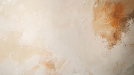 Beige wall with abstract paint strokes, creating a unique texture and minimalist style.
